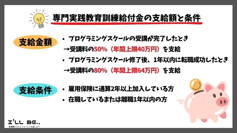 2024年10月改正:専門実践教育訓練給付金の支給額と支給条件