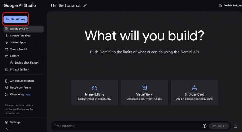 Google AI Studioトップ